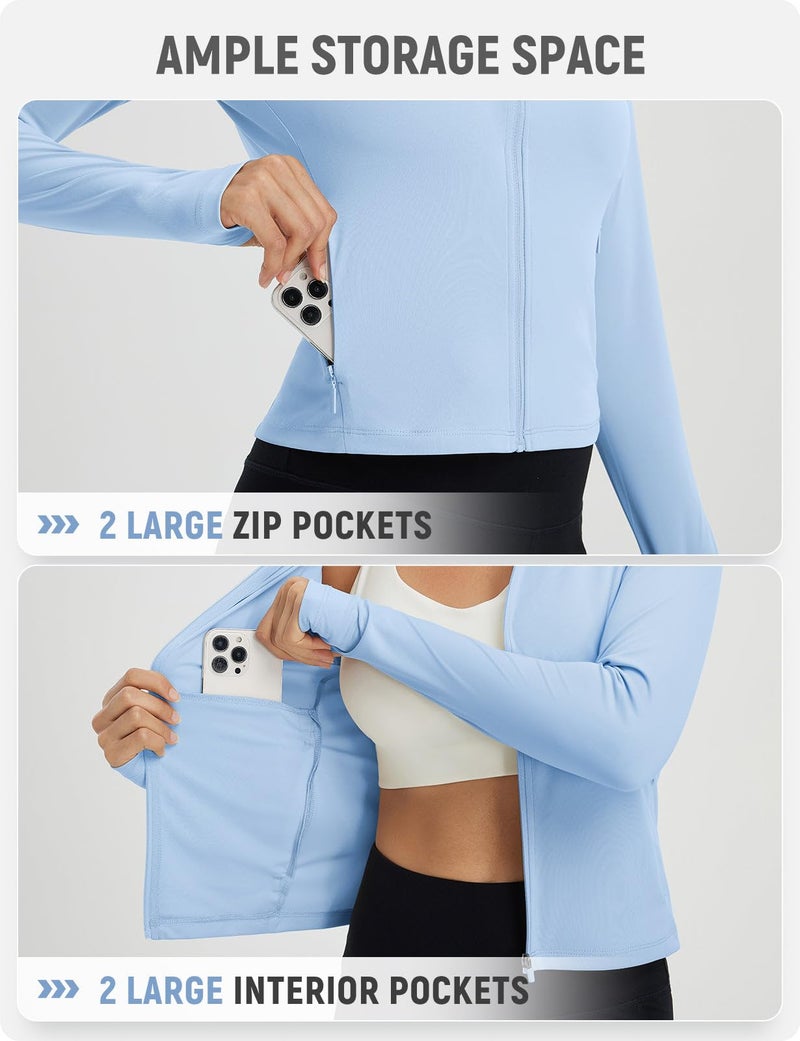 baleaf Women's UPF 50+ Sun Shirts SPF UV Protection Jacket Lightweight Quick Dry Long Sleeve Rash Guard for Hiking Athletic Light Blue M - Image 5