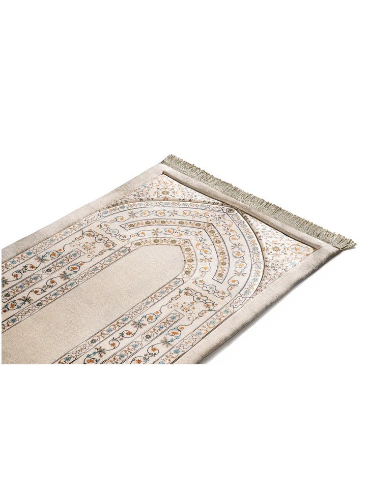 Premium Quality Prayer Mat for Muslims – White & Gold Elegant Design – Soft & Lightweight Islamic Janamaz for Home, Mosque, or Travel – Comfortable Padded Salah Rug - Image 3