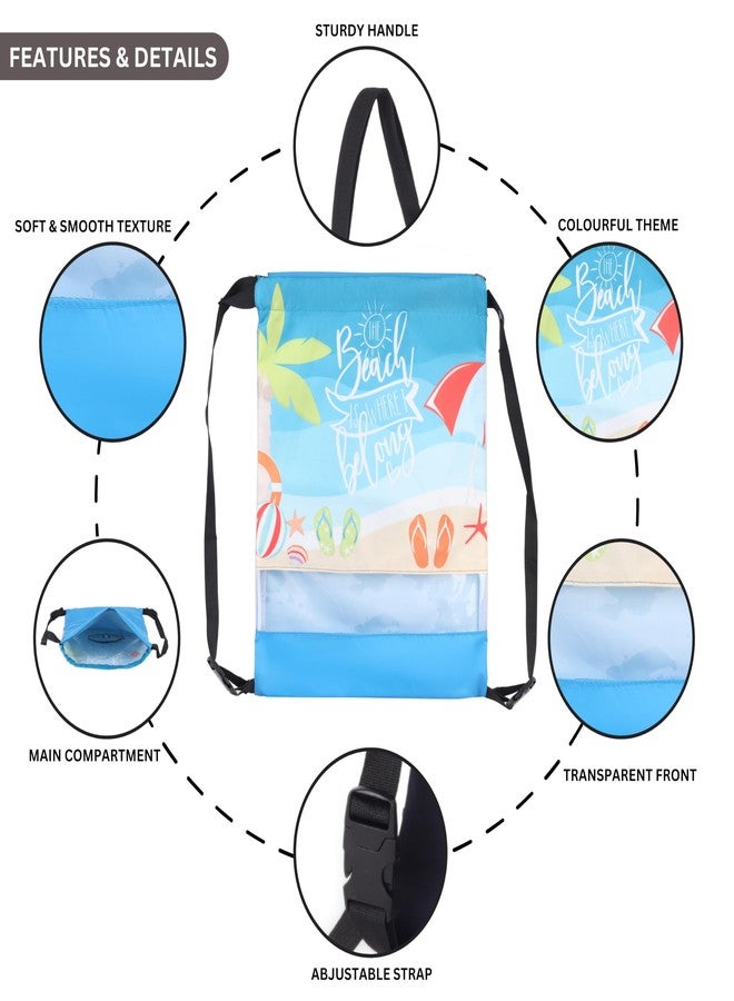 Echo Boomers Beach Printed Drawstring Bag - Water-Resistant, Adjustable Straps, Spacious Main Compartment. - Image 4
