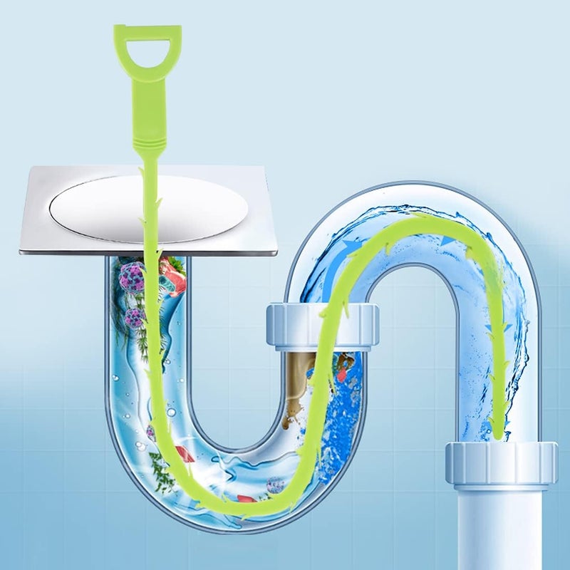 Omont Snake Drain Hair Clog Remover Tool,34 Inch Stainless Steel Claw and 3 Pack 19. 7 Inch Plastic Sink Unclogger Tool, Sink Drain Cleaner for Kitchen, Sink Bathroom, Tub Toilet Green (3+1) - Image 5