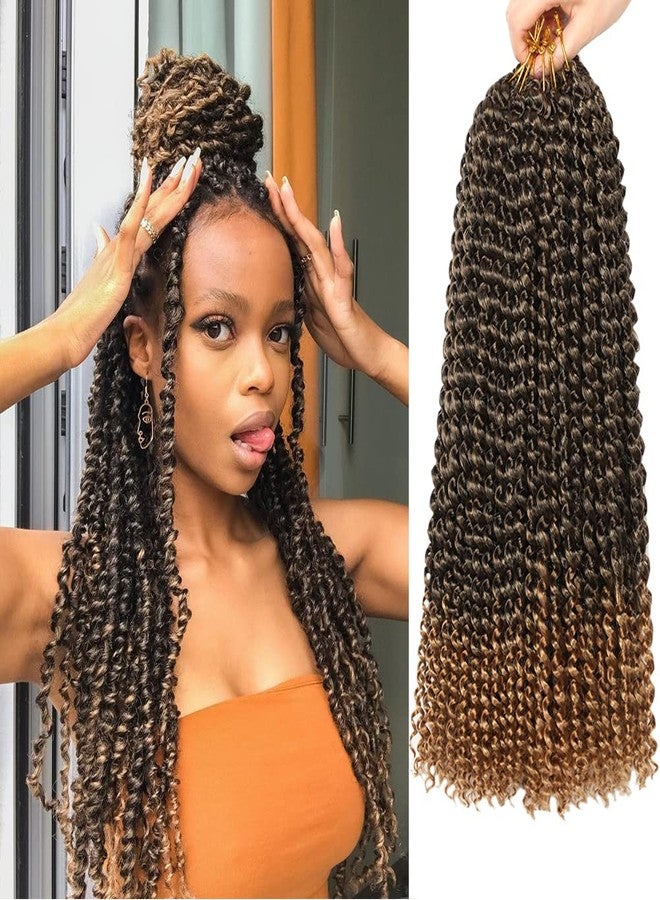 ShowCoco Passion Twist Hair 8 Packs 18 Inch Passion Twist Braiding Hair Water Wave Crochet Braids Hair Extensions Bohemian Hair Braids Passion Twist Hair Ombre Honey Blonde (18 Inch, T1B/27) - Image 1