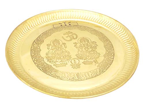 KBB طقم صينية بوجا من النحاس KBB مع نقش SUBH LABHLAXMI غانيش جي - Image 3