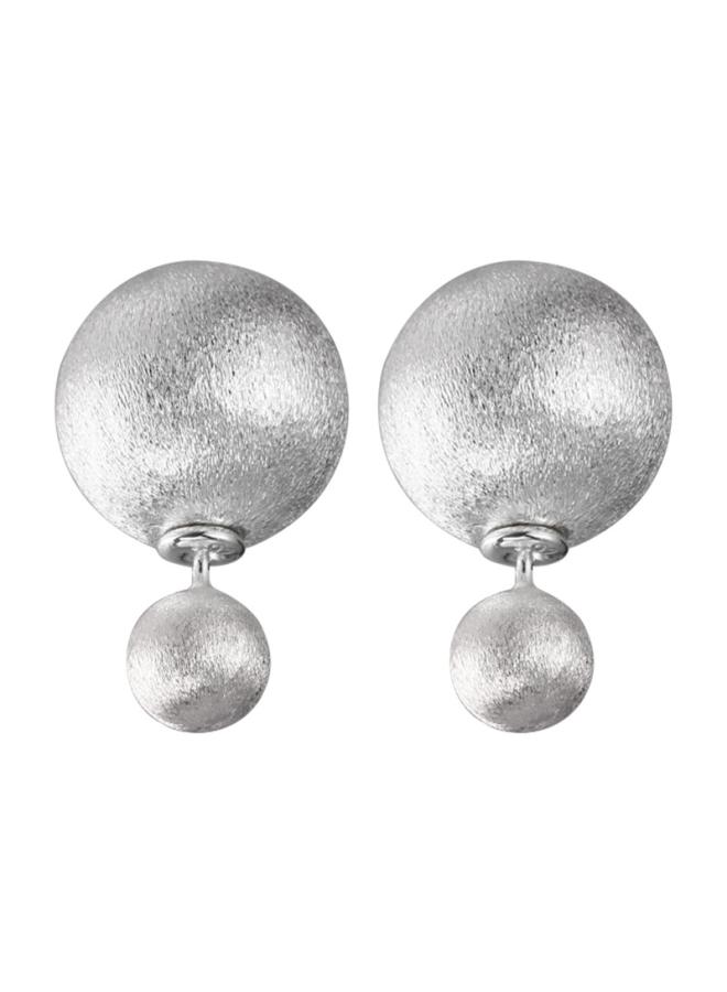 925 Sterling Silver Ball Frosted Rear Hanging Earrings Women's Simple Elegant Hong Kong-style High-end Ear Jewelry 0204y