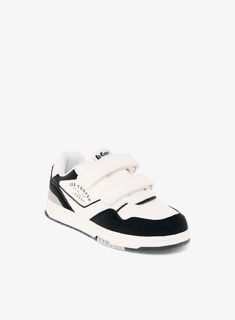 Lee Cooper Boys' Panelled Low Ankle Sneakers with Hook and Loop Closure