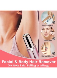 Rosarden Facial Hair Removal for Women, Mini Hair Remover, Electric Razor Shaver Portable Bikini Epilator for Lips, Chin, Armpit, Peach Fuzz, Fingers, Neck, Cheek and USB Rechargeable (Pink)  - Image 2