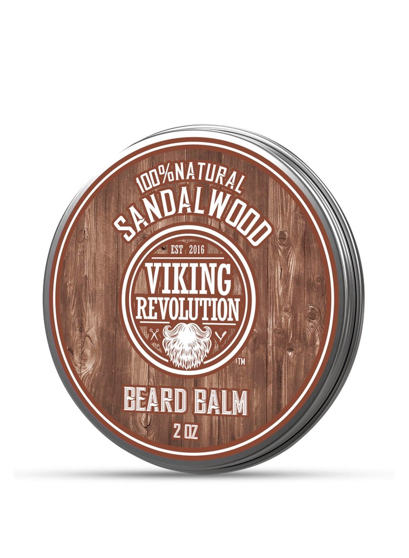 Viking Revolution Viking Revolution Sandalwood Beard Balm - Beard Butter with Argan Oil, Beard Softener for Men with Jojoba Oil - Beard Moisturizer for Men with Beeswax - Beard Wax for Men (2oz, 1 Pack)  - Image 1