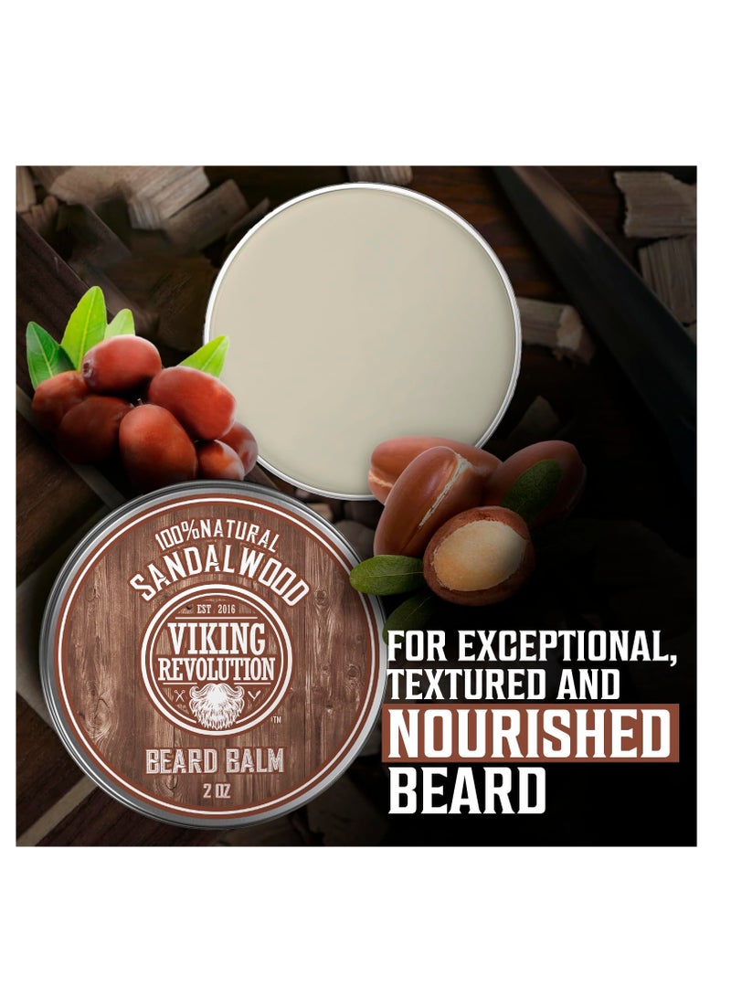 Viking Revolution Viking Revolution Sandalwood Beard Balm - Beard Butter with Argan Oil, Beard Softener for Men with Jojoba Oil - Beard Moisturizer for Men with Beeswax - Beard Wax for Men (2oz, 1 Pack)  - Image 2