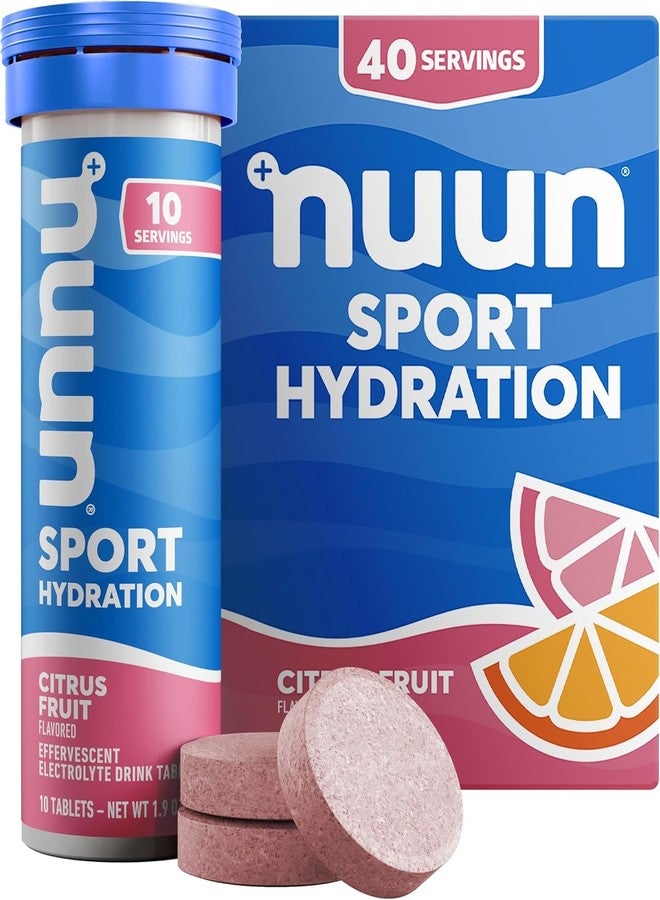 Nuun Hydration Nuun Sport Electrolyte Tablets with Magnesium, Calcium, Potassium, Chloride & Sodium, Gluten Free & Vegan, Citrus Fruit, 4 Pack (40 Servings Total) - Image 1