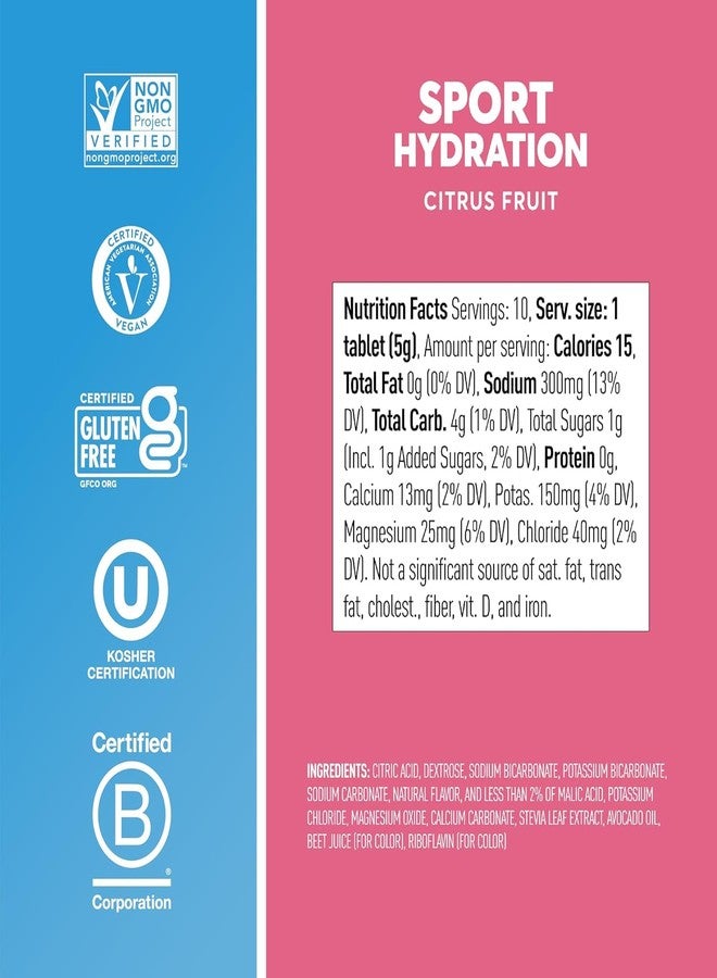 Nuun Hydration Nuun Sport Electrolyte Tablets with Magnesium, Calcium, Potassium, Chloride & Sodium, Gluten Free & Vegan, Citrus Fruit, 4 Pack (40 Servings Total) - Image 5