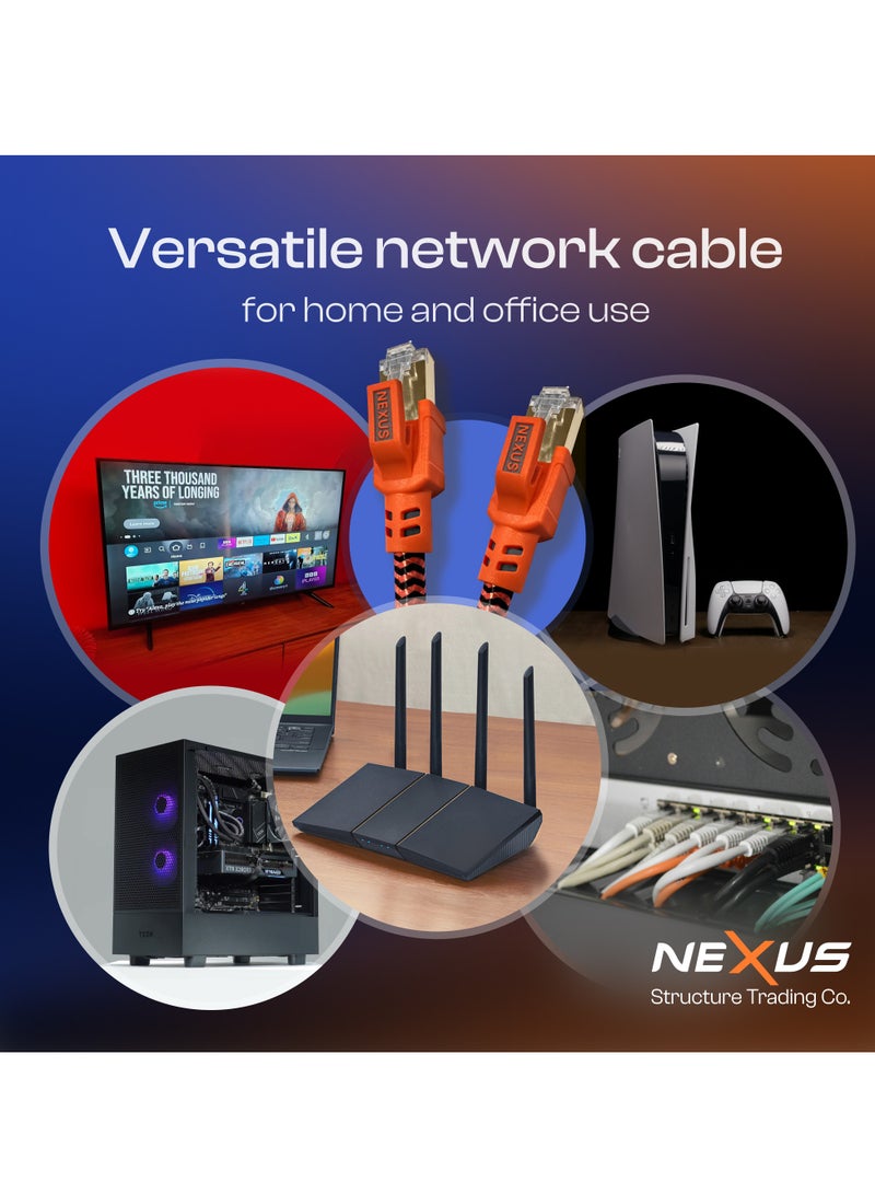 NEXUS CAT8 Network Cable 1M FULL COPPER Ethernet Cable High-Speed 40Gbps 2000MHz RJ45 Braided and Shielded Ethernet Cable Compatible with Ethernet Switches PS5 PC Router TV Xbox (1M) - Image 5