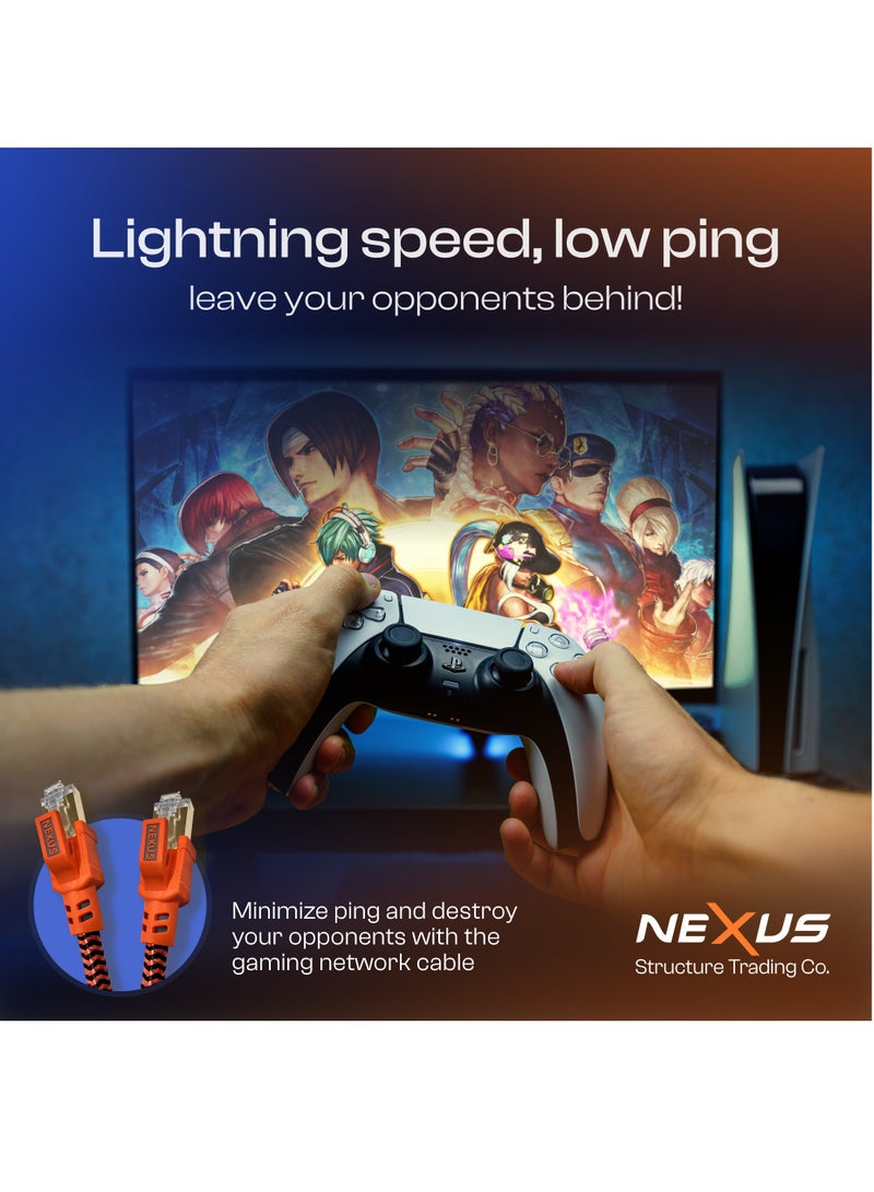 NEXUS CAT8 Network Cable 1M FULL COPPER Ethernet Cable High-Speed 40Gbps 2000MHz RJ45 Braided and Shielded Ethernet Cable Compatible with Ethernet Switches PS5 PC Router TV Xbox (1M) - Image 4