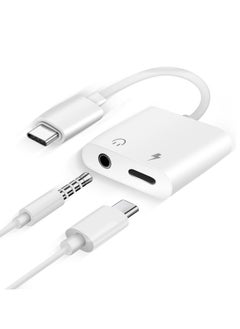 Generic USB C 3.5mm Headphone Adapter Charger AUX to Headphone Converter Compatible with MacBook Pro iPad Huawei Mate 30 Samsung S10_ OnePlus 7 Pixel 4X. White  - Image 1