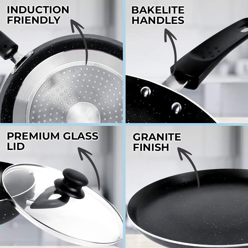 The Better Home Non Stick Induction Cookware (3mm Thickness)| Induction Utensils for Cooking |Non Stick Frying Pan (24cm), Non Stick Dosa Tawa (28cm), Non Stick Kadai (24cm) | 3 Layer Nonstick Coating - Image 3