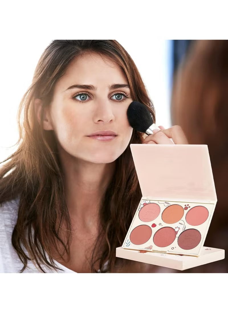 Kiss Beauty Blushes, 6 Colors Pearlescent Blushes Powder Bright Facial Blushes Profile And Highlight Blushes Facial Beauty Makeup Blushes Glow on  - Image 4