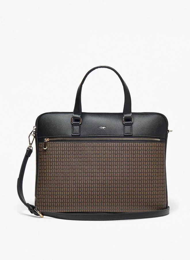 Solid School Laptop Bag With Detachable Strap And Zip Closure - 3x37x28 CM