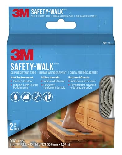 3M SafetyWalk Slip Resistant Tape 2 in x 15 ft Anti Slip Grey Tape Ideal For Slippery Wet Conditions SelfAdhesive Backing Quick Easy Application Durable LongLasting 370GR2X180