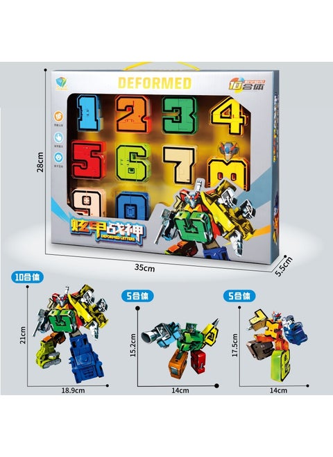 Cool Transforming Robot Car Educational Toy [Gift Box Number 0-9] Number 0-9 Ten Fits 23 Forms