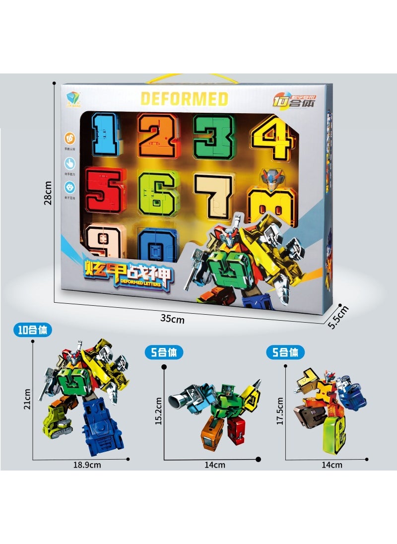 Cool Transforming Robot Car Educational Toy [Gift Box Number 0-9] Number 0-9 Ten Fits 23 Forms