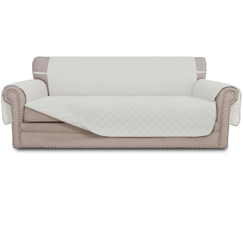 Easy-Going Reversible Couch Cover for 3 Cushion Couch Sofa Cover for Dogs Water Resistant Furniture Protector Cover with Foam Sticks Elastic Straps for Pet Cat (Sofa, Ivory/Ivory) - Image 1
