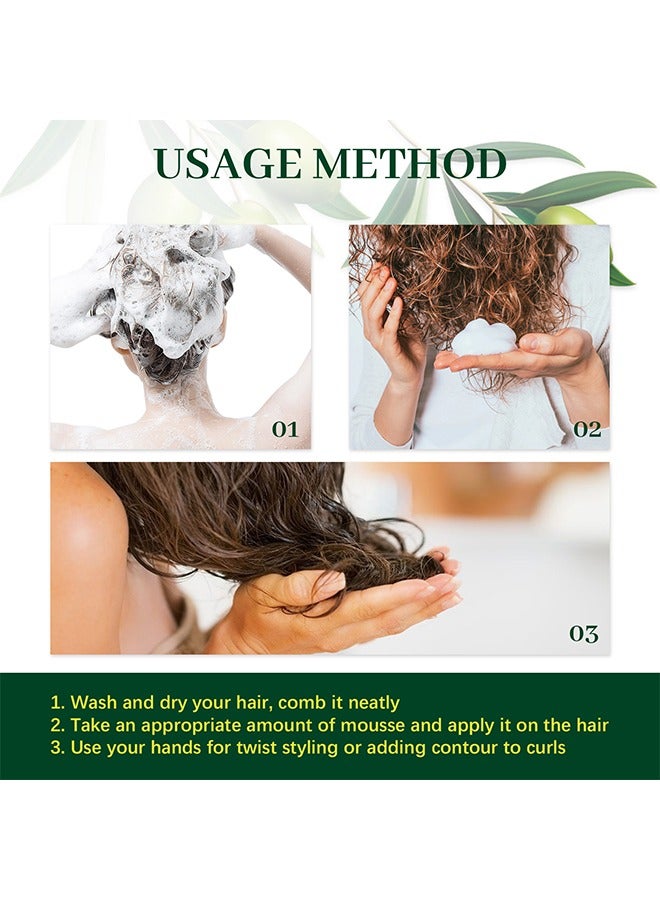 EELHOE Olive Oil Hair Styling Mousse, Hair Control Mousse with Coconut Oil Non Sticky Moisturizing Nourishing Curl Hair Foam Mousse for Hair Volumizing and Against Frizz for All Kinds Hair 60ml - Image 3