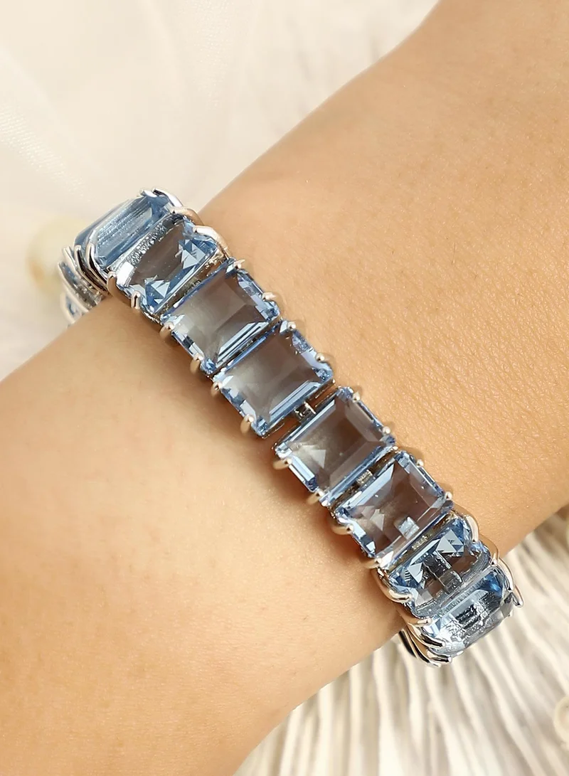 SOHI SOHI Women's The Crystal-Quad Tennis Bracelet For Party Wear | Icy Blue Colour | Alloy Material | Foldover Closure | Artificial Stone Bracelet | Tennis Bracelet For Women & Girls
