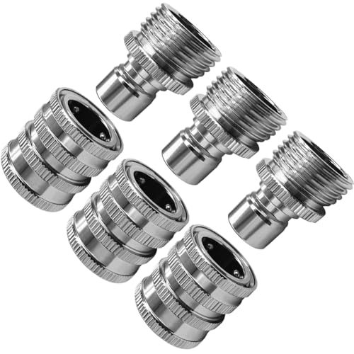 beduan 3 Sets Stainless Garden Hose Quick Connect Fittings Water Hose Connectors 34 Inch GHT Disconnect Quick Release Anti Rust Plating BrassNickel on Surface - Image 1