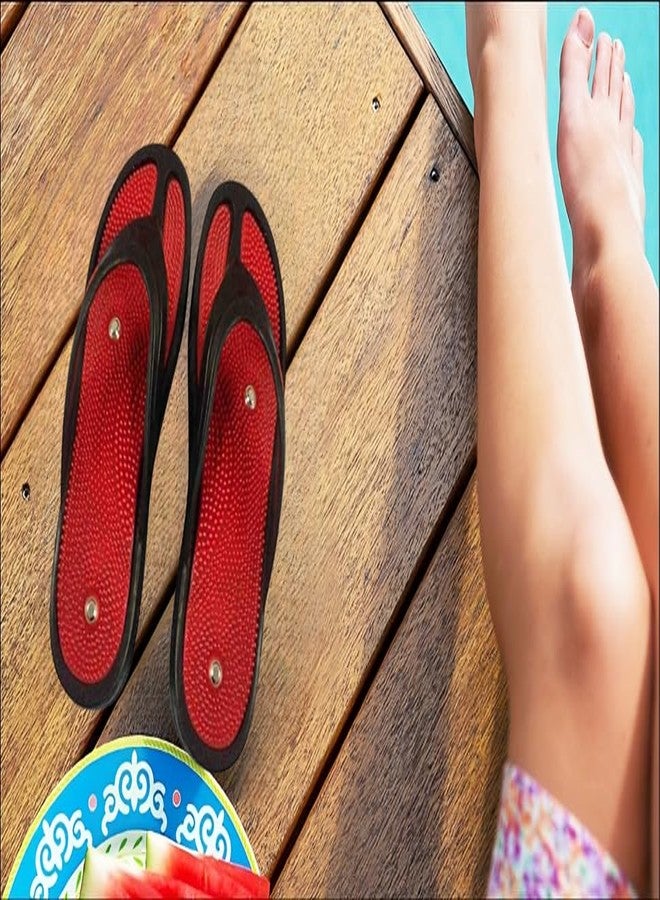 ACUWORLD acupressure slippers for women/Men's Flip-Flops heel pain relief products acupressure footwear Red Black (7) - Image 2