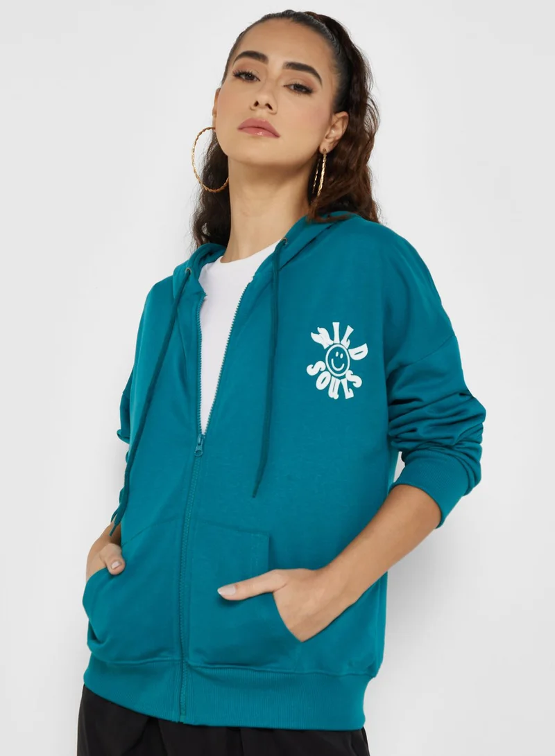 Ginger Graphic Zip Thru Hoodie
