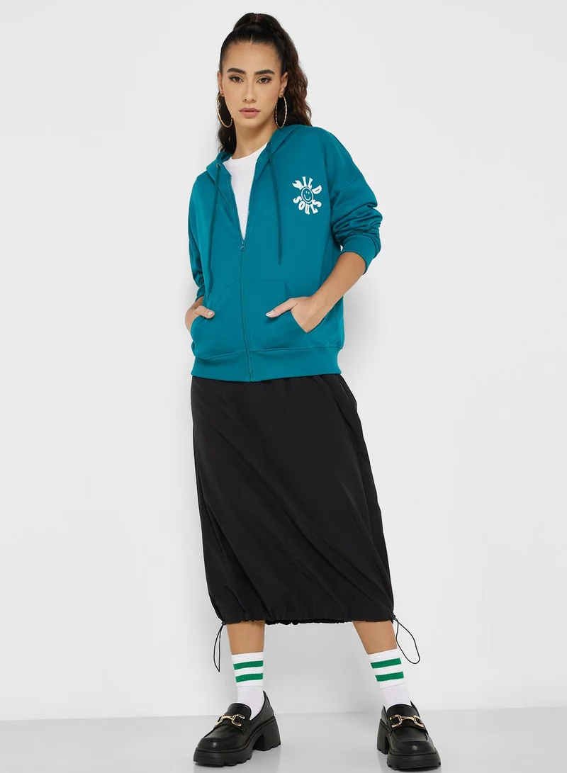 Ginger Graphic Zip Thru Hoodie