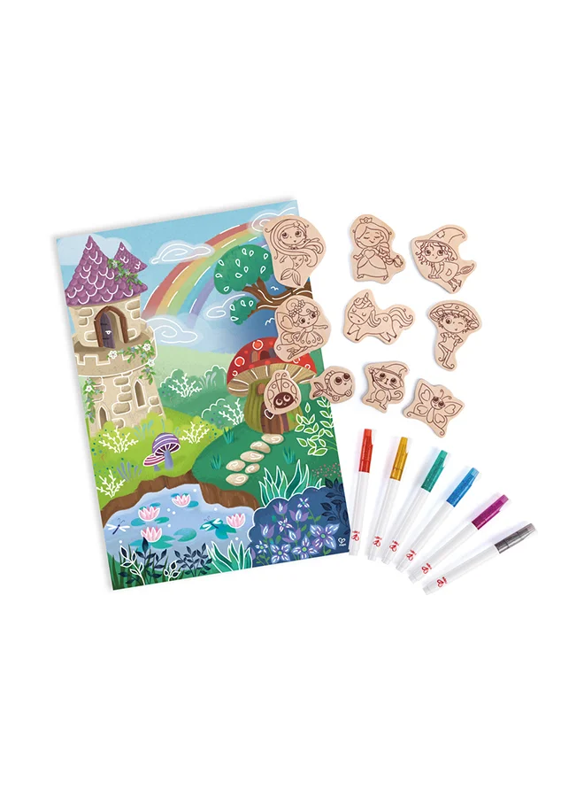 Hape Magic Friends DIY Magnets |Perfect Easel Companion| Make-Your-Own Magnet Art Set With Wooden Magnets and Glitter Markers, For Kids Ages 3+ Years