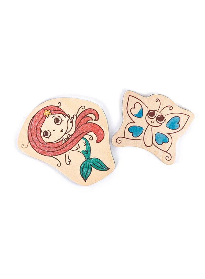 Hape Magic Friends DIY Magnets |Perfect Easel Companion| Make-Your-Own Magnet Art Set With Wooden Magnets and Glitter Markers, For Kids Ages 3+ Years