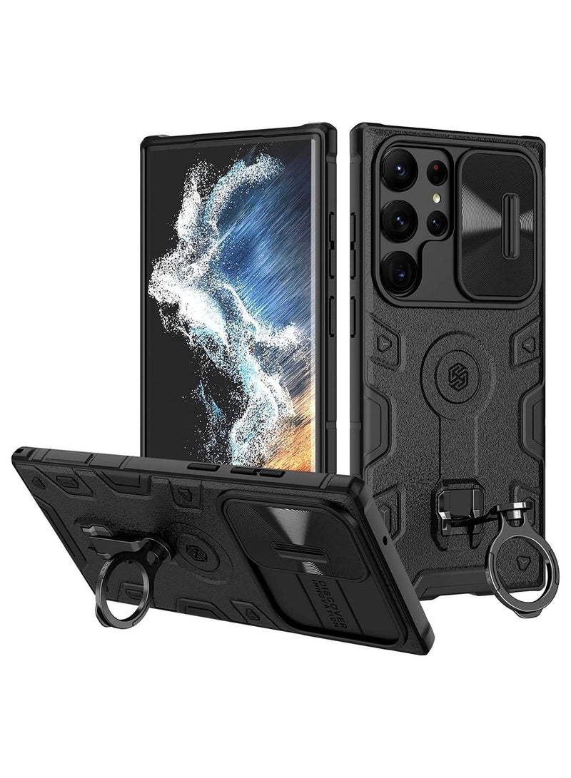 NIBEMINENT Case Compatible with Samsung Galaxy S23 Ultra 5G, CamShield Armor Slide Camera Cover, PC TPU Impact-Resistant Bumpers Protective Ring Kickstand  - Image 1