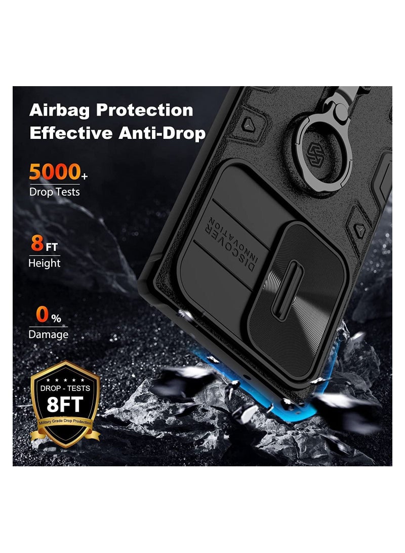 NIBEMINENT Case Compatible with Samsung Galaxy S23 Ultra 5G, CamShield Armor Slide Camera Cover, PC TPU Impact-Resistant Bumpers Protective Ring Kickstand  - Image 3