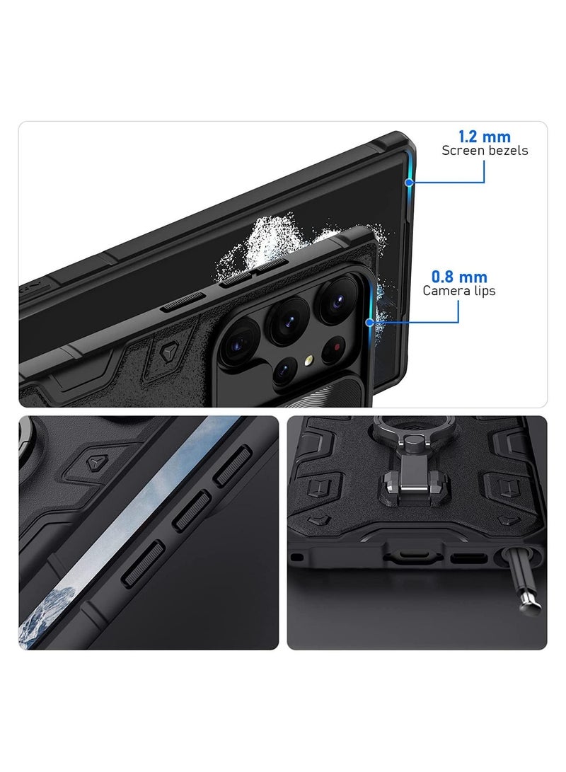 NIBEMINENT Case Compatible with Samsung Galaxy S23 Ultra 5G, CamShield Armor Slide Camera Cover, PC TPU Impact-Resistant Bumpers Protective Ring Kickstand  - Image 4