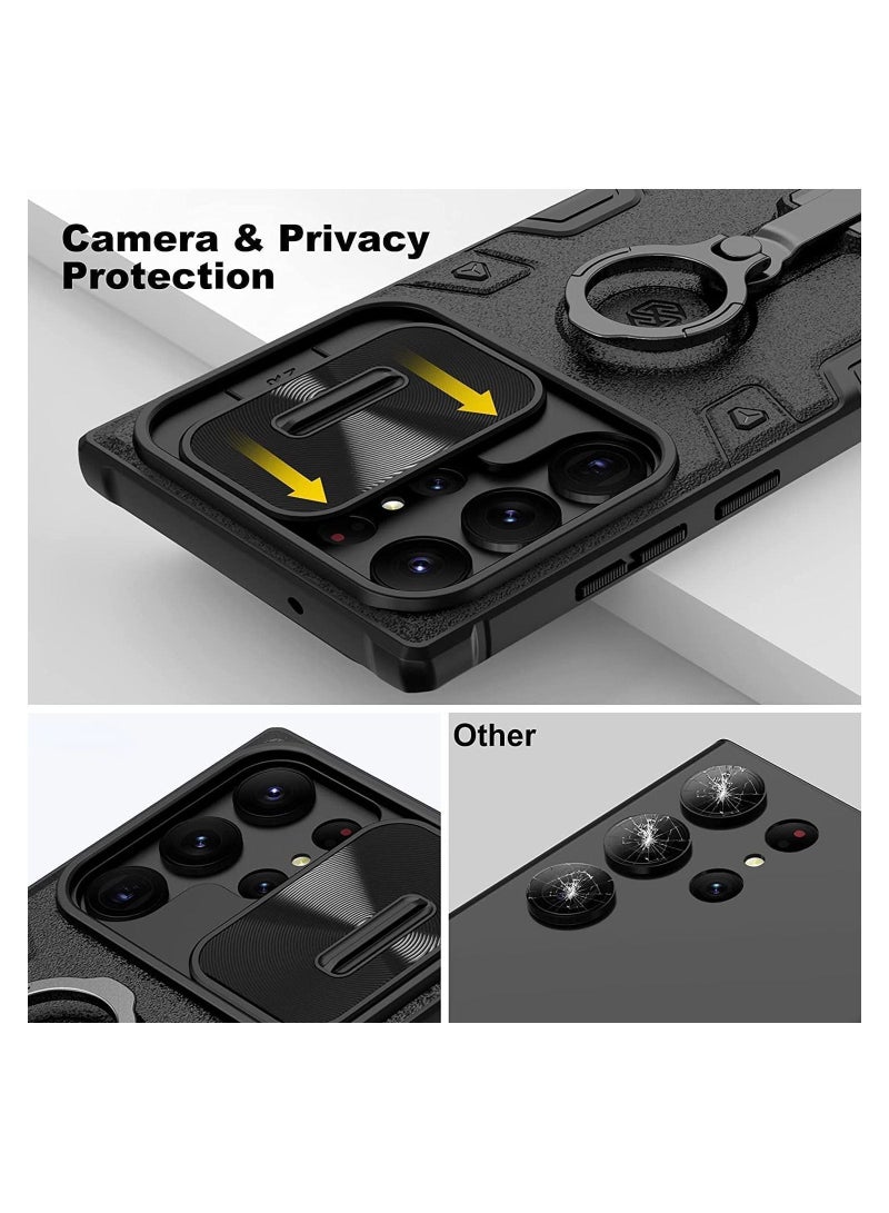 NIBEMINENT Case Compatible with Samsung Galaxy S23 Ultra 5G, CamShield Armor Slide Camera Cover, PC TPU Impact-Resistant Bumpers Protective Ring Kickstand  - Image 2