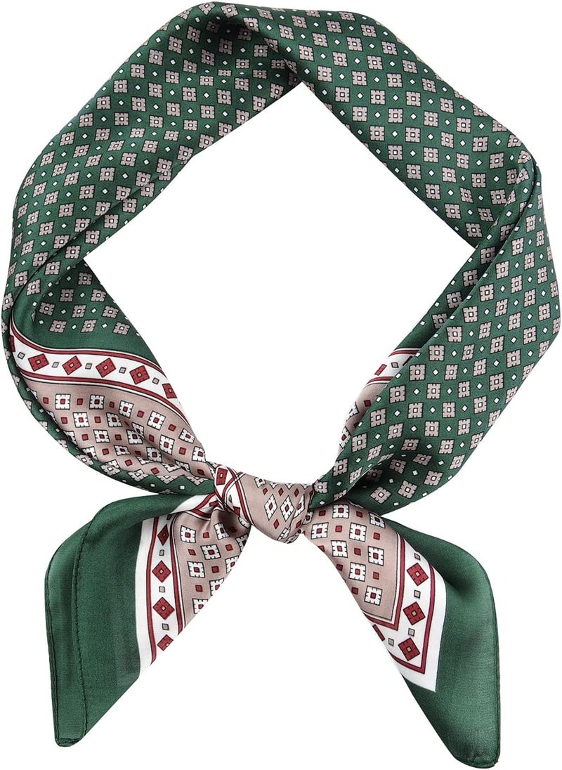 GERINLY Vintage Silk Feel Square Scarf for Men Satin Bandana Tiny Pattern Print Neckerchief Geometry Head Scarf Fashion - Image 1