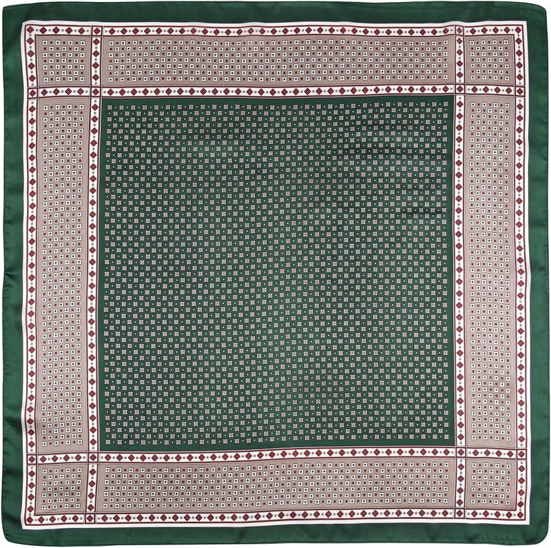 GERINLY Vintage Silk Feel Square Scarf for Men Satin Bandana Tiny Pattern Print Neckerchief Geometry Head Scarf Fashion - Image 2