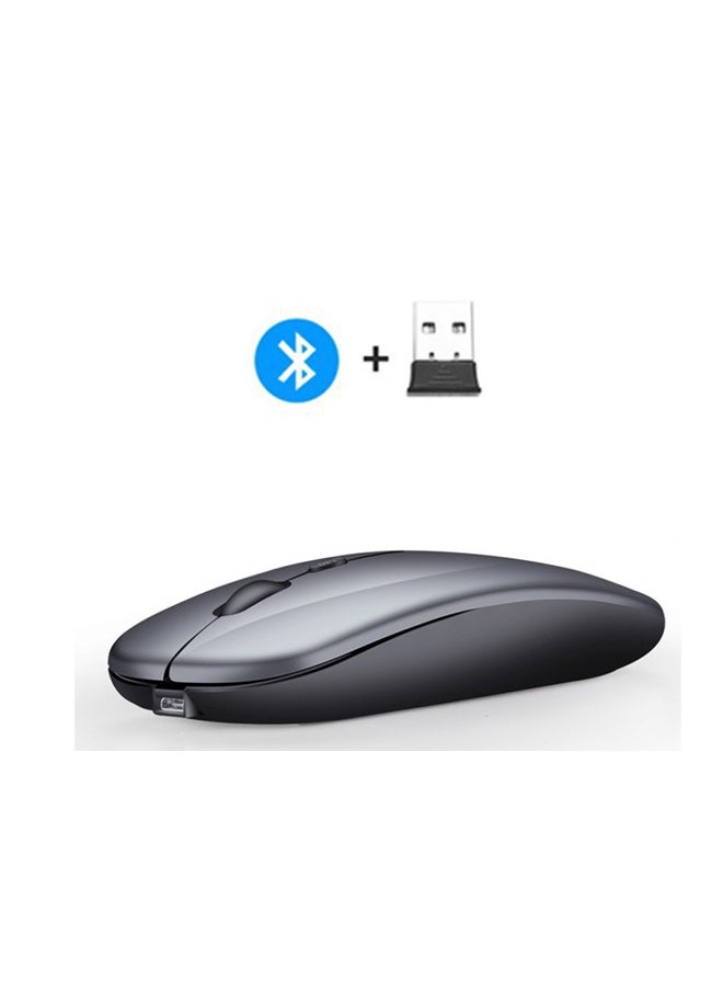 Generic - Wireless Bluetooth Mouse, Bluetooth 5.1 + USB, 2.4GHz Rechargeable Silent Bluetooth Wireless Mouse, Computer Mice with USB Receiver(Grey) - Image 1