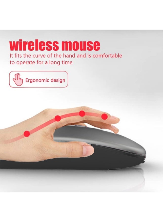 NUEEK Wireless Bluetooth Mouse, Bluetooth 5.1 + 2.4GHz USB Wireless Receiver, Type-C Rechargeable Silent Bluetooth Wireless Mouse for PC, Laptop, Tablet, Mobile Phone, 3 Presets Adjustable DPI (Grey) - Image 5