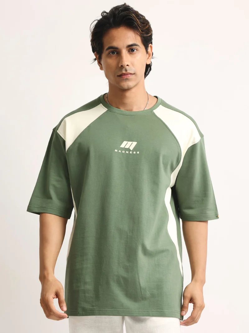 Maniac  Maniac Mens Printed Round Neck Half Sleeve Biscuit and Brown Cotton Tshirt for Men | Best Price UAE