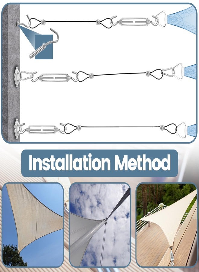 Jayzod Shade Sail Hardware Kit with Nylon Coated Cable Wire, 304 Stainless Steel Installation Kit for Rectangle Triangle Sun Shade Capony for Outdoor Patio Garden - Image 5
