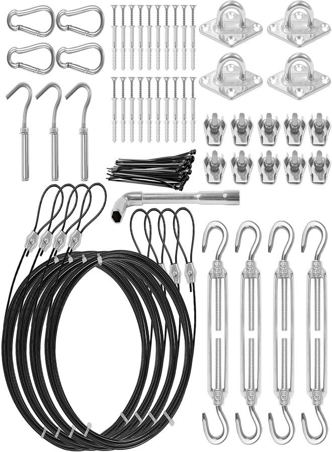 Jayzod Shade Sail Hardware Kit with Nylon Coated Cable Wire, 304 Stainless Steel Installation Kit for Rectangle Triangle Sun Shade Capony for Outdoor Patio Garden - Image 1