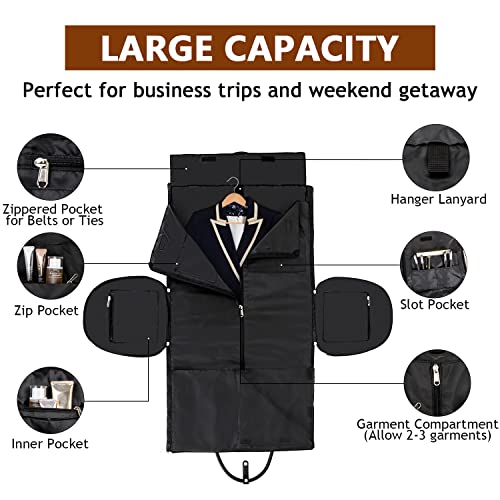 TIBES Garment Bag for Travel Convertible Carry On Garment Bag Large Travel Duffel Bags for Women 2 in 1 Hanging Suitcase Suit Travel Bags for Women & Men 3pcs Set - Image 4