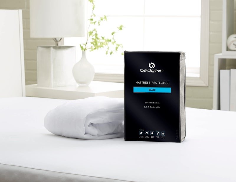 Bedgear Queen Basic Mattress Protector Lightweight Noiseless and Waterproof Fabric Cover for Bed Washable and Breathable Mattress Pad Protects Against Stains