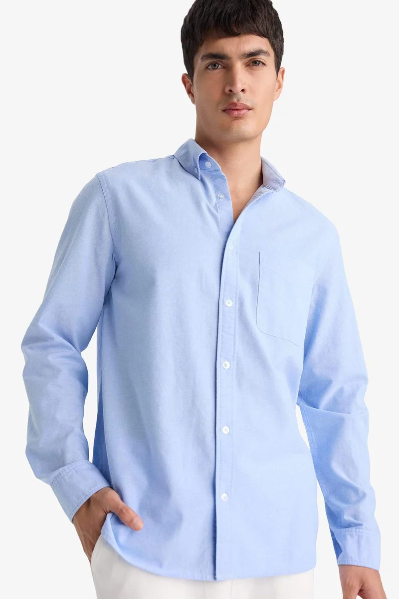 ديفاكتو Basic Long Sleeves Cotton Shirt