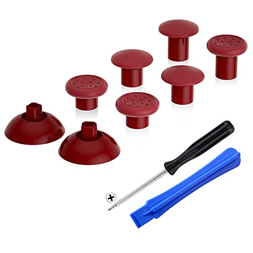 eXtremeRate ThumbsGear Interchangeable Ergonomic Thumbstick for PS5 Controller for PS4 All Model Controller 3 Height Domed and Concave Grips Adjustable Joystick Carmine Red - Image 1