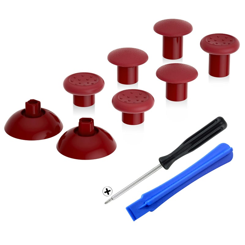 eXtremeRate ThumbsGear Interchangeable Ergonomic Thumbstick for PS5 Controller for PS4 All Model Controller 3 Height Domed and Concave Grips Adjustable Joystick Carmine Red - Image 2