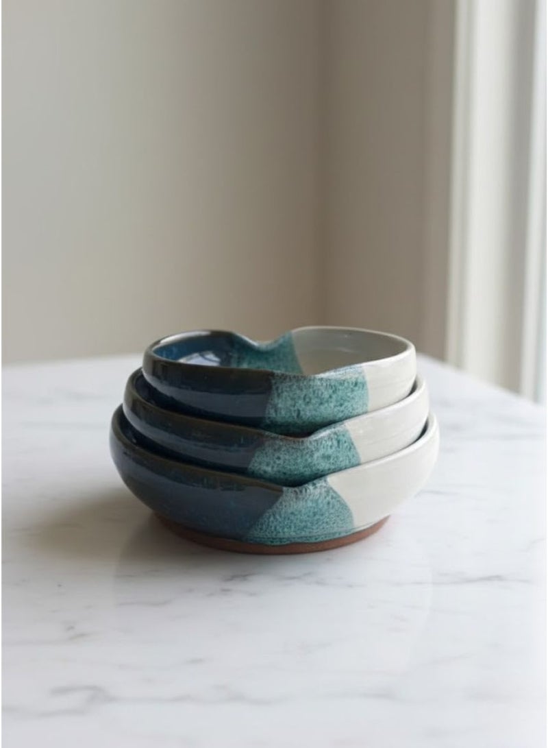 CASA HOME Handcrafted Ceramic Serving Bowls – Blue & Teal Artistic Glaze - Image 2