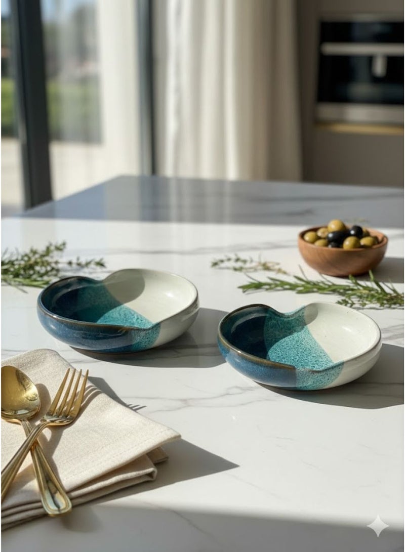 CASA HOME Handcrafted Ceramic Serving Bowls – Blue & Teal Artistic Glaze - Image 4
