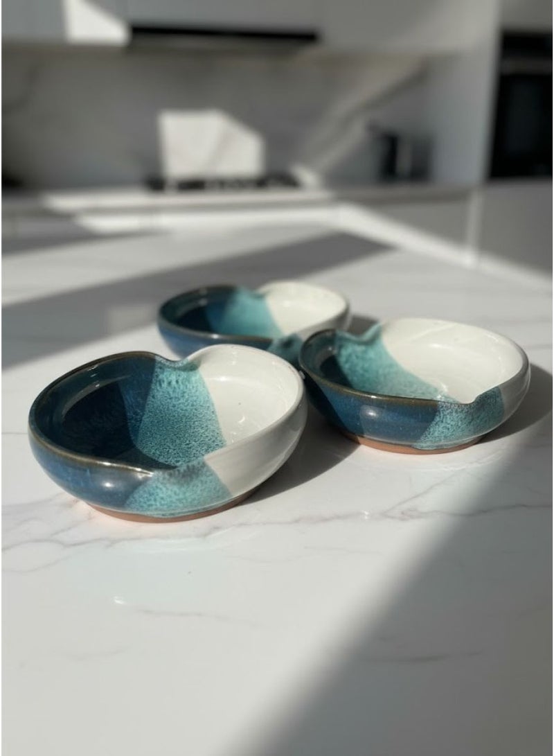 CASA HOME Handcrafted Ceramic Serving Bowls – Blue & Teal Artistic Glaze - Image 3